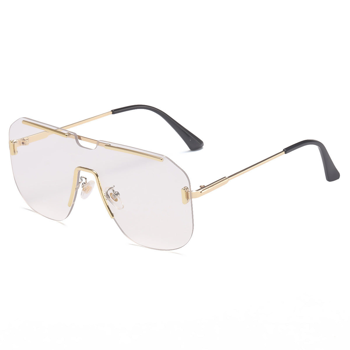 Wholesale PC Mirror Frameless Integrated Large Frame Men's Sunglasses